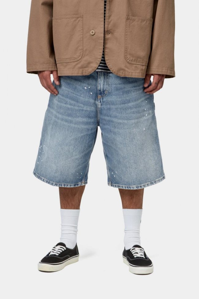 Carhartt OG Single Knee Short - Blue, Destroy wash, splatter Carhartt OG Single Knee Short - Blue, Destroy wash, splatter