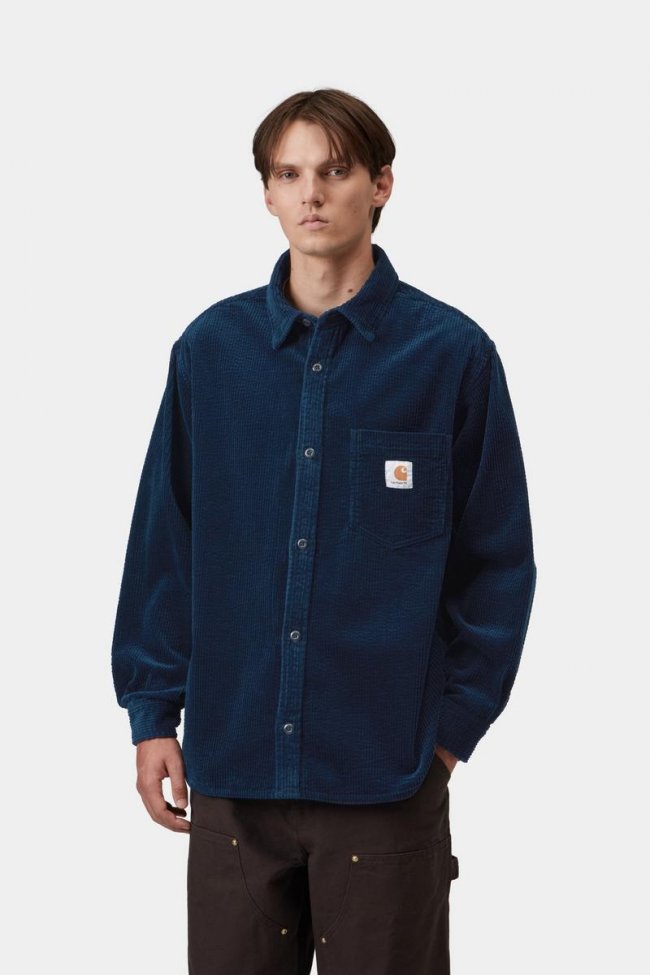 Carhartt L/S Loyde Shirt - Dark Navy, Rinsed Carhartt L/S Loyde Shirt - Dark Navy, Rinsed