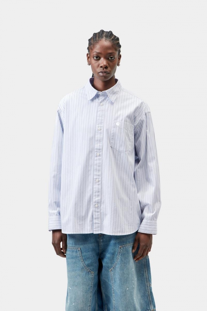 Carhartt L/S Keene Shirt - Keene Stripe, White