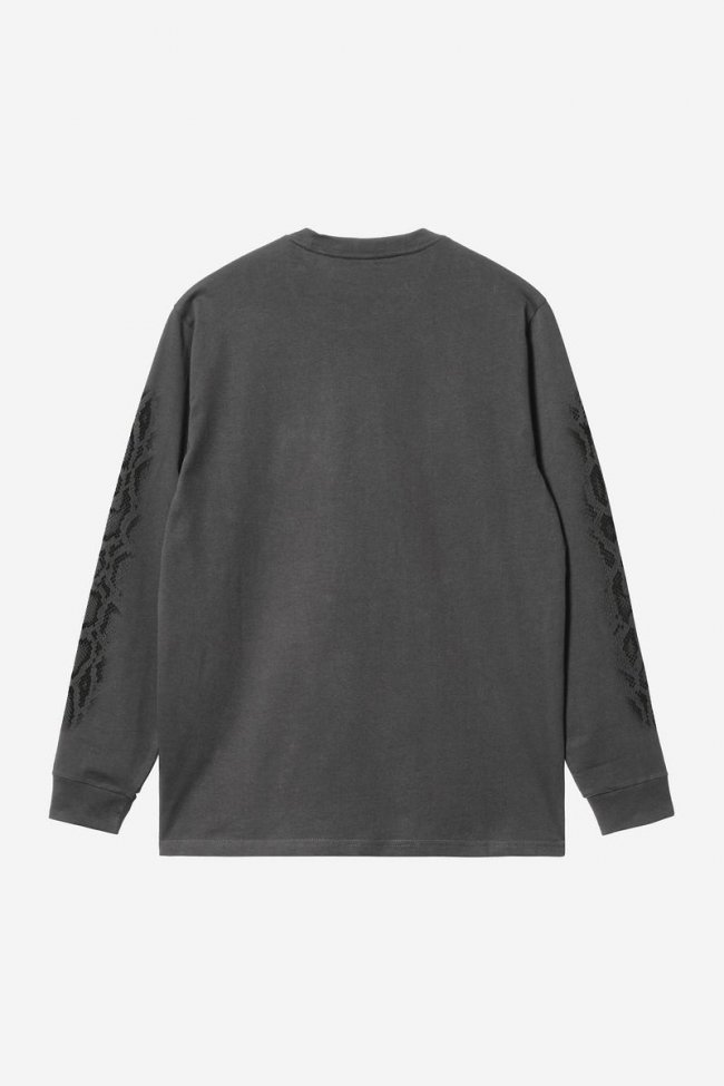 Carhartt L/S Camo Snake T-Shirt - Black, Garment dyed