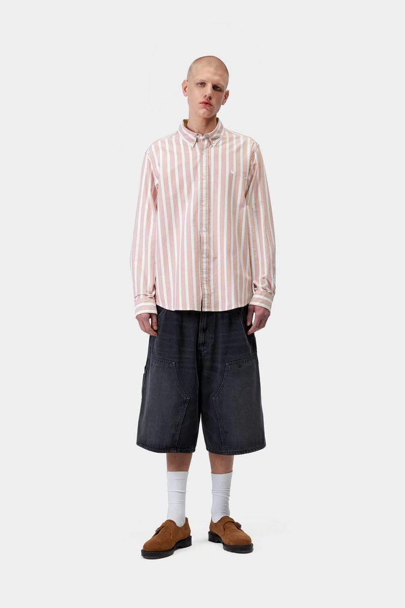 Carhartt L/S Deven Shirt - Deven Stripe, Oxide Red / White