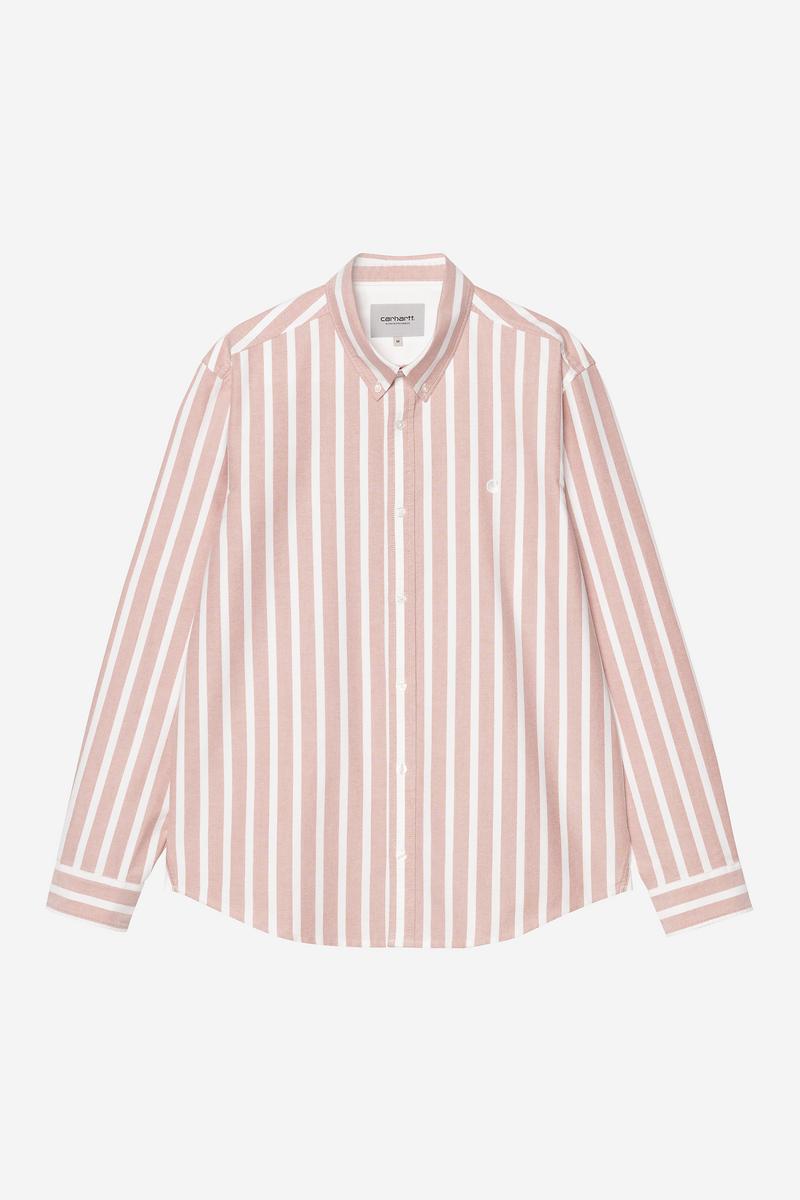 Carhartt L/S Deven Shirt - Deven Stripe, Oxide Red / White