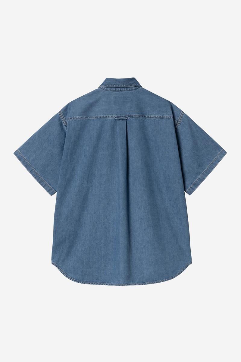 Carhartt S/S Lucas Shirt - Blue, Stone washed