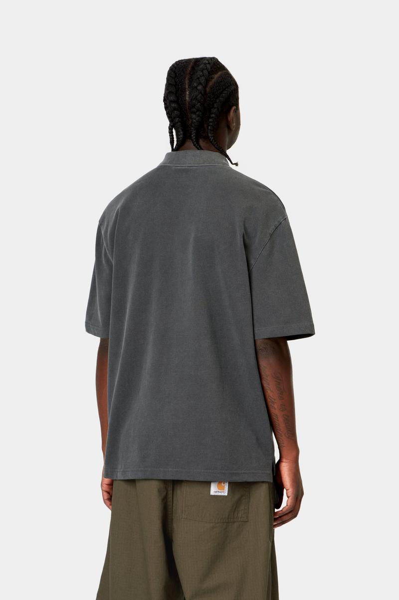 Carhartt S/S Wayne Polo - Black, Garment dyed