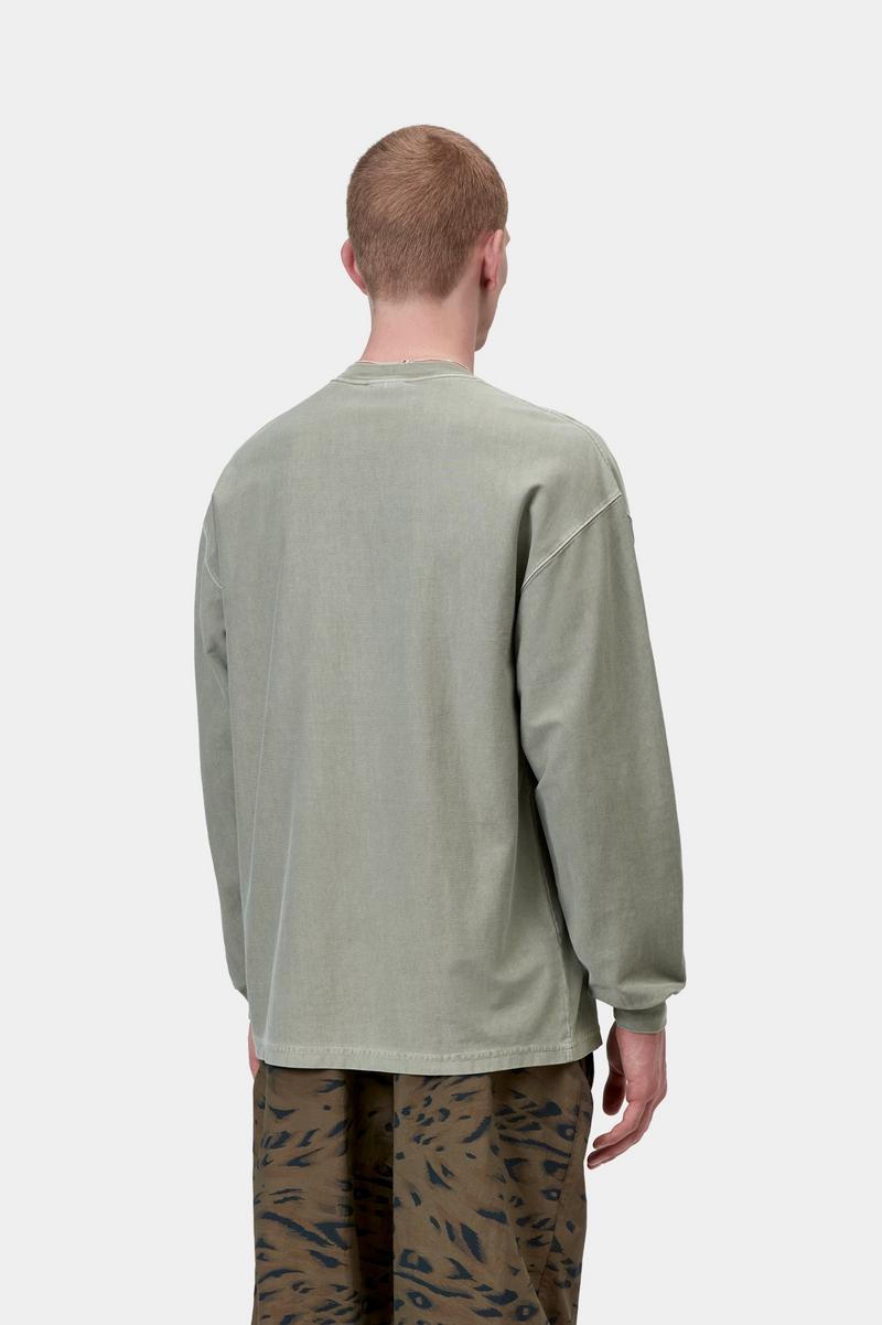 Carhartt L/S Loose Pocket T-Shirt - Shady Green, Garment dyed