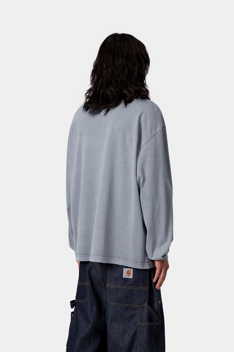 Carhartt L/S Torion Pocket T-Shirt - Office Blue, Grind wash