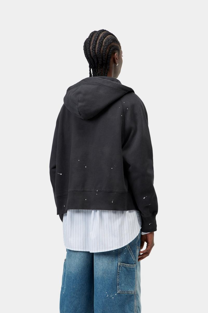 Carhartt Hooded Painter Jacket - Black, Destroy wash, splatter
