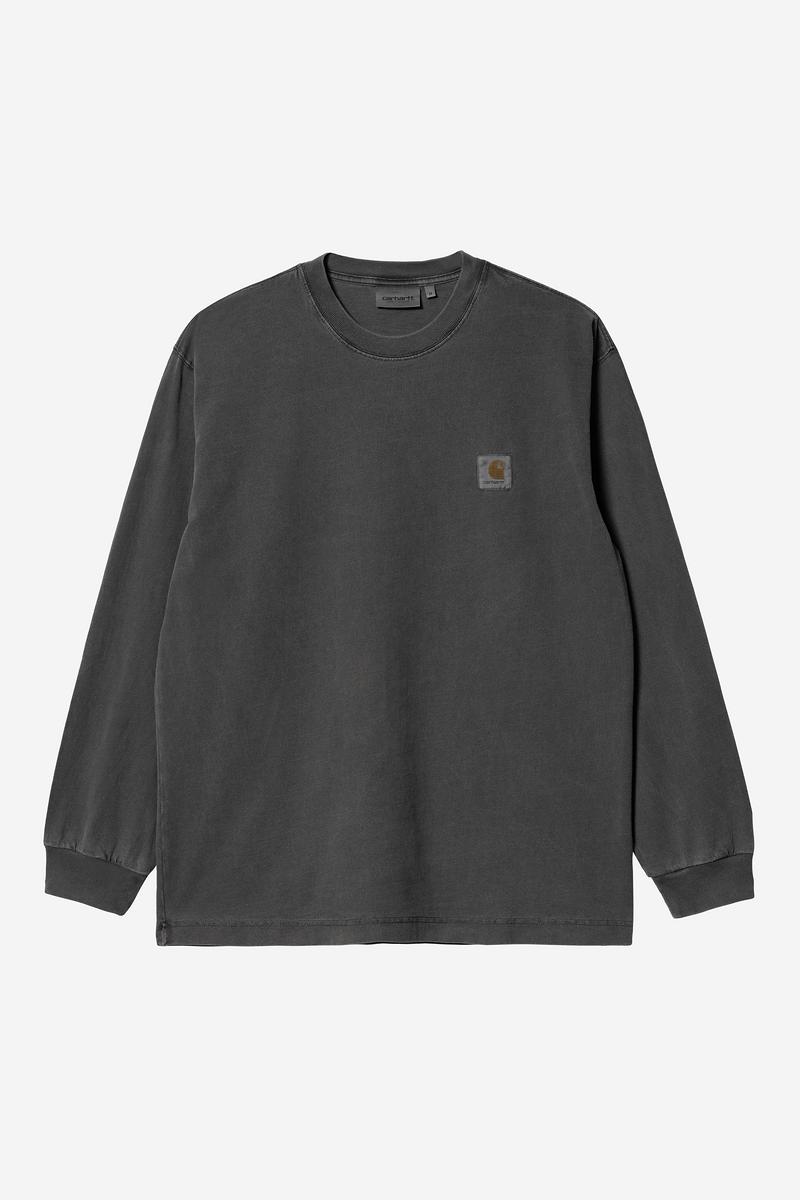 Carhartt L/S Vista T-Shirt - Black, Garment dyed