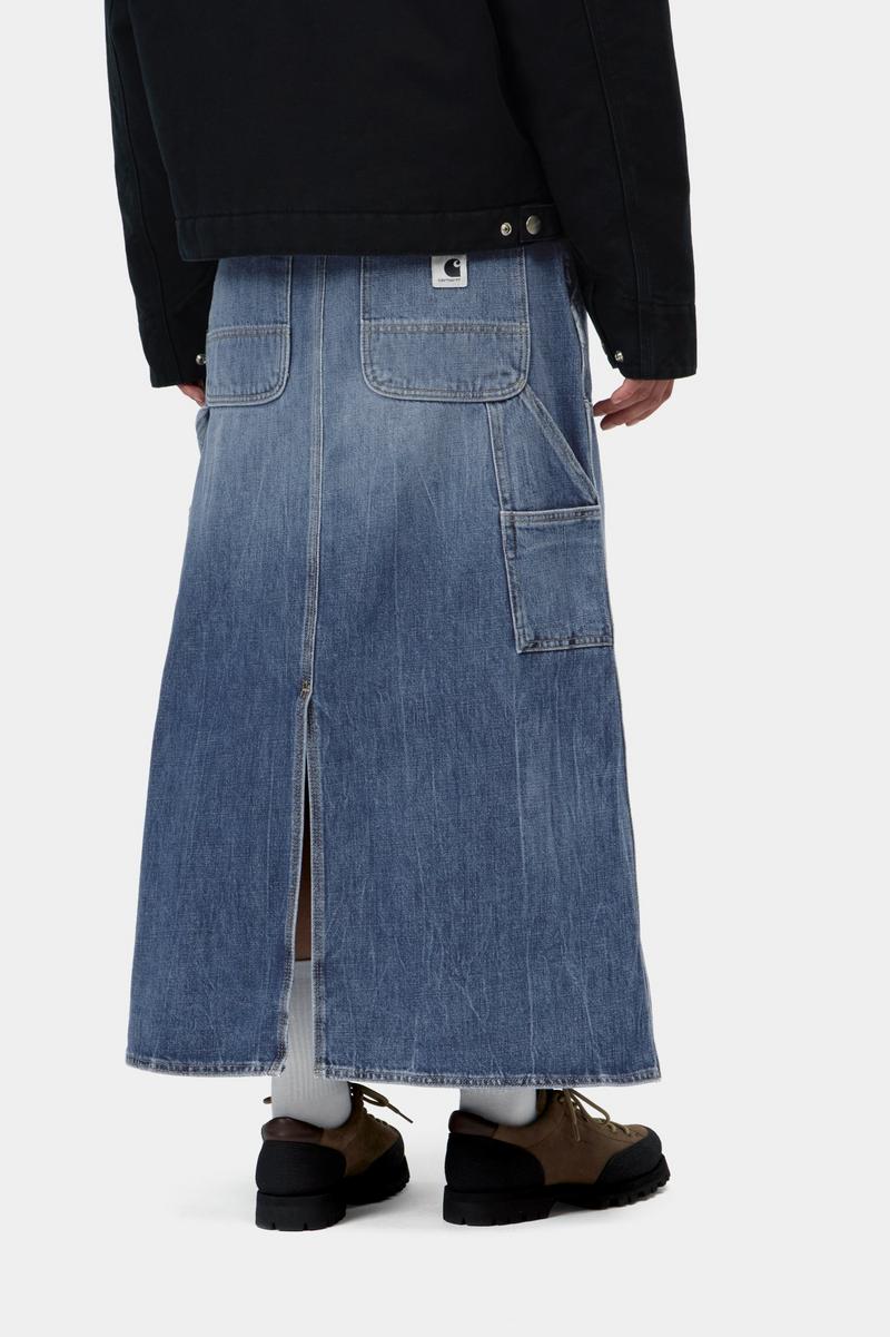 Carhartt Double Knee Skirt Long - Blue, Marble used wash