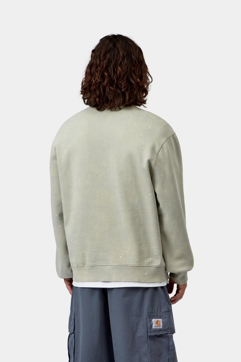Carhartt Painter Sweatshirt - Shady Green, Destroy wash, splatter