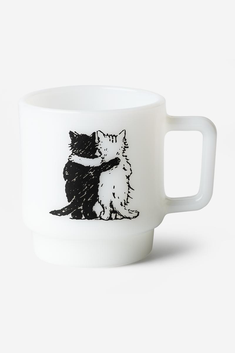 Carhartt Hugging Cats Glass Mug - White