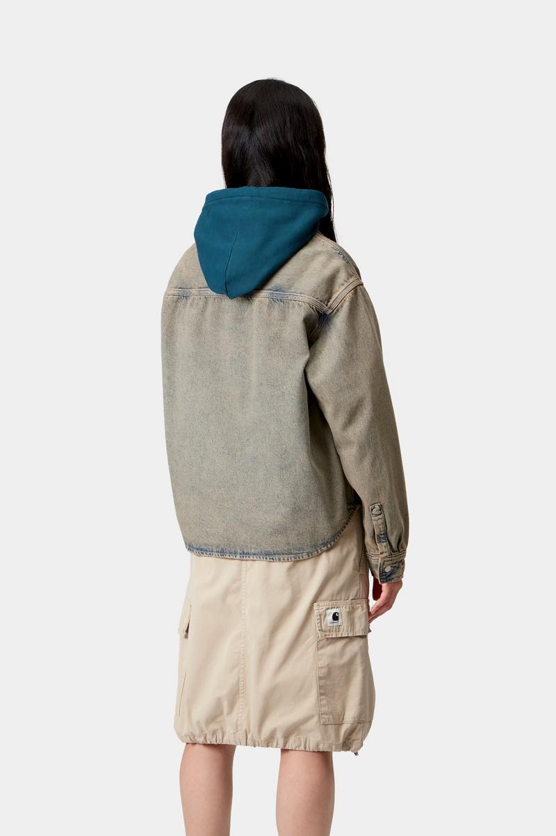 Carhartt Georgia Shirt Jac - Blue / Leather, Garment dyed