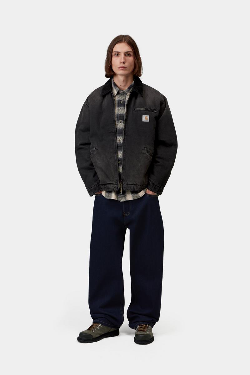 Carhartt OG Detroit Jacket - Black / Black, Tobacco used wash