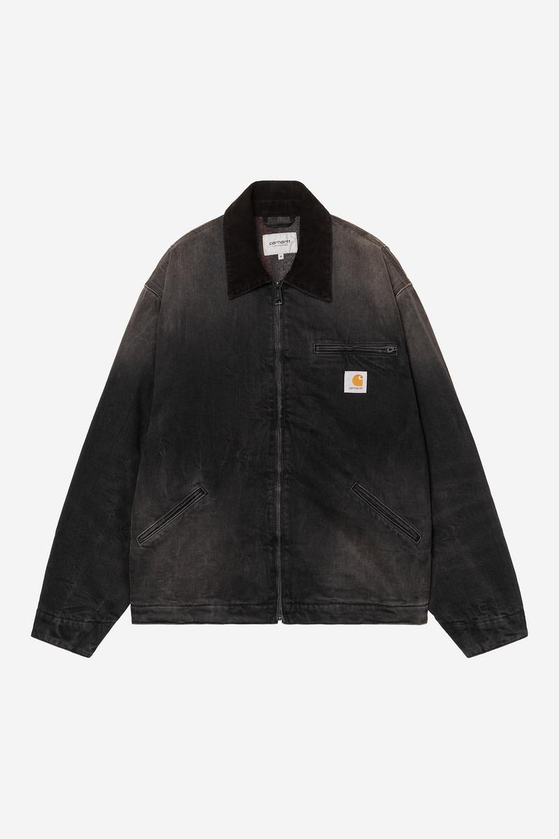 Carhartt OG Detroit Jacket - Black / Black, Tobacco used wash