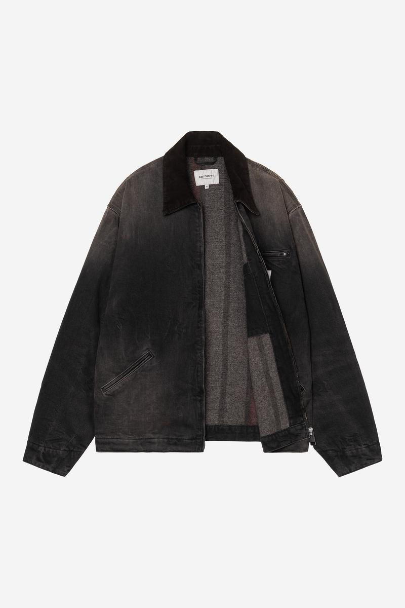 Carhartt OG Detroit Jacket - Black / Black, Tobacco used wash
