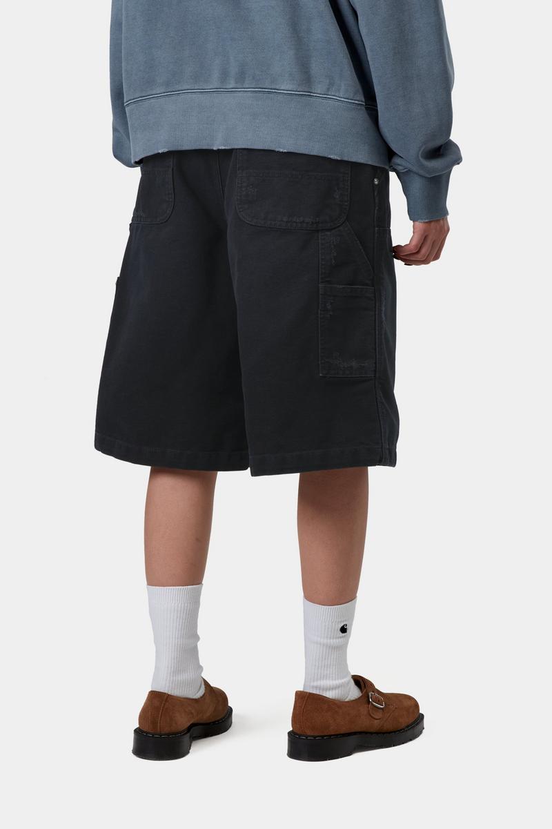 Carhartt Nixon Double Knee Short - Black, Grind wash