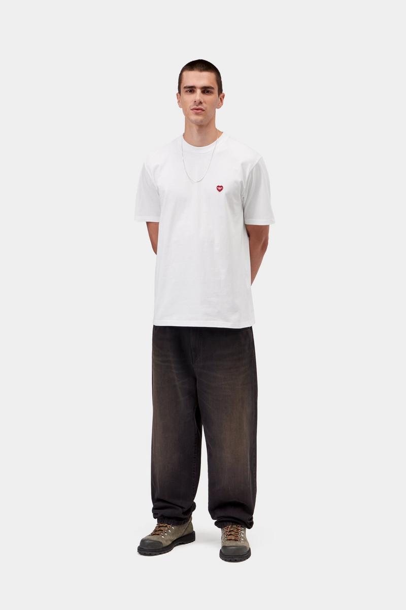 Carhartt S/S Small Heart T-Shirt - White / Red