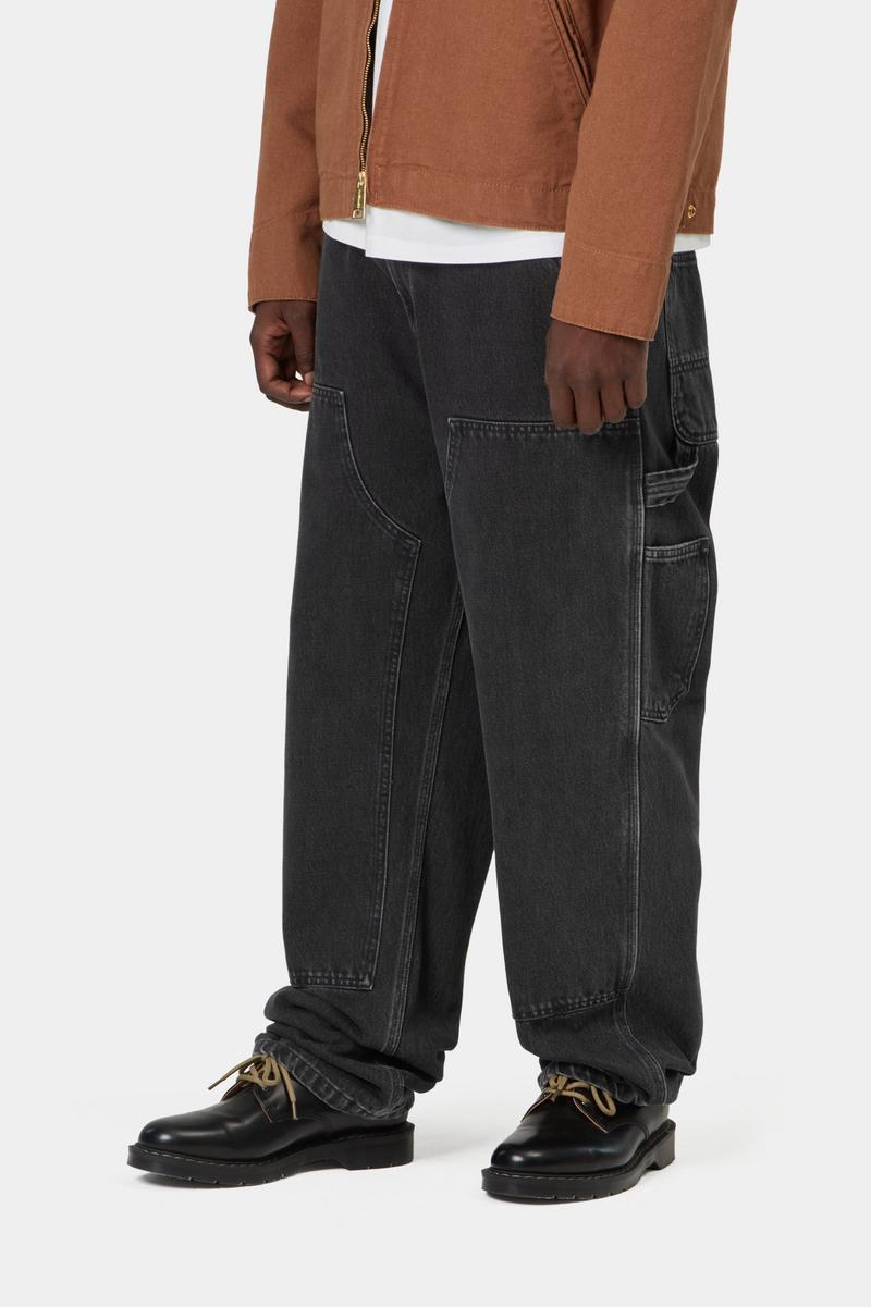 Carhartt Double Knee Pant - Black, Stone washed