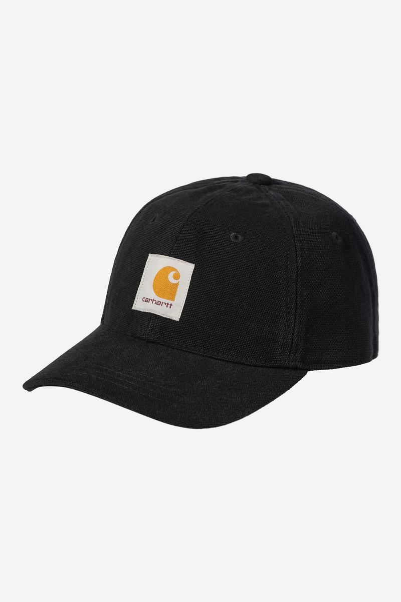 Carhartt Canvas 6-Panel Cap - Black/White, Stone washed