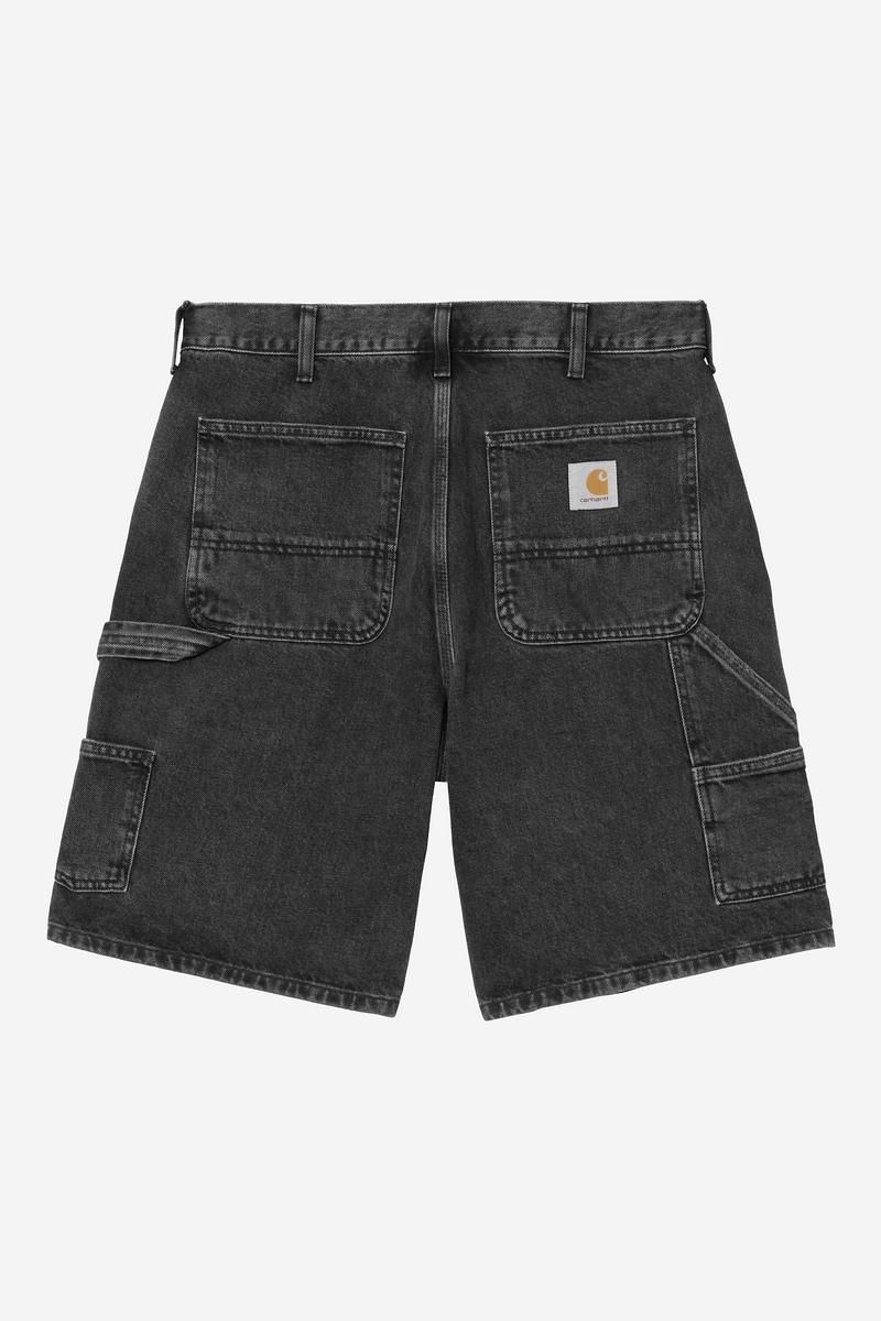 Carhartt Double Knee Short - Black, Stone washed