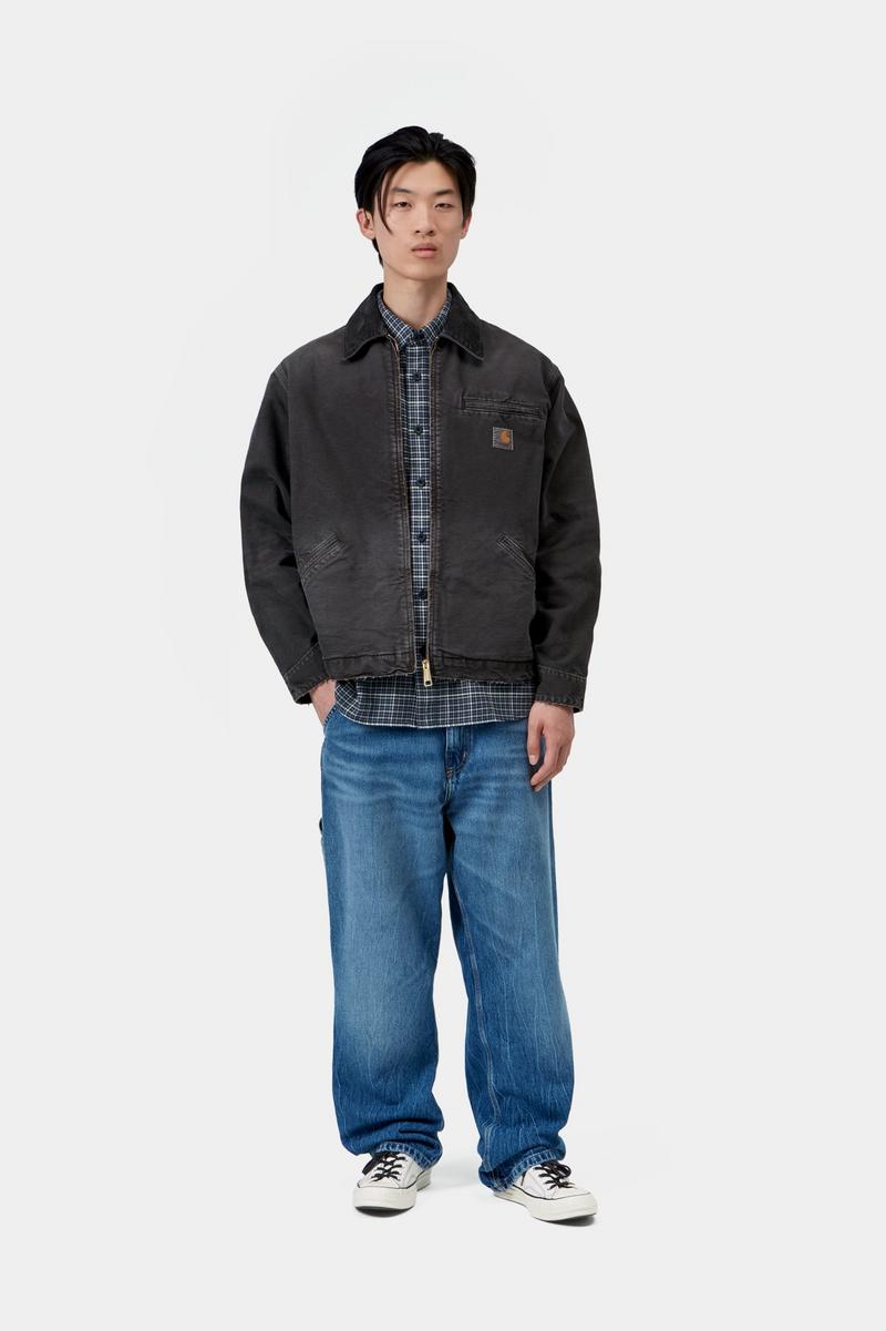 Carhartt OG Detroit Jacket - Black / Black, Destroy wash