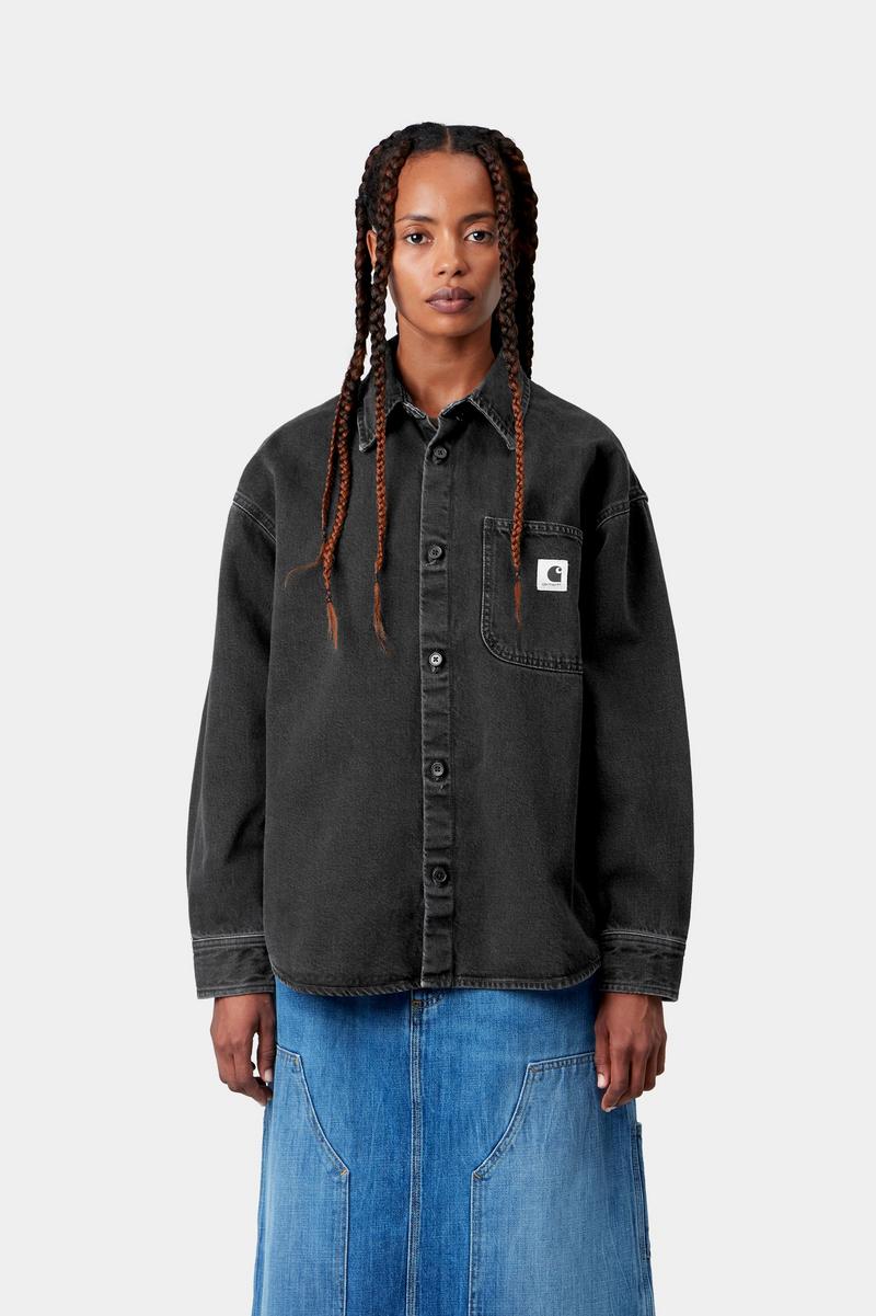 Carhartt Marly Shirt Jac - Black, Heavy stone wash