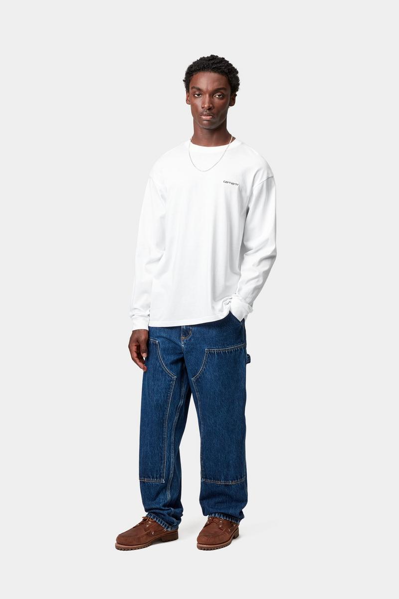 Carhartt L/S Script Embroidery T-Shirt - White / Black