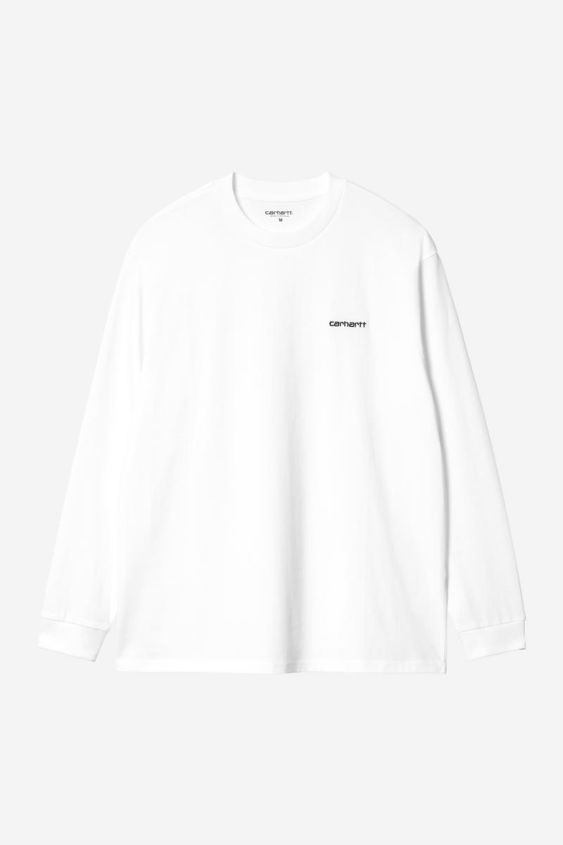 Carhartt L/S Script Embroidery T-Shirt - White / Black