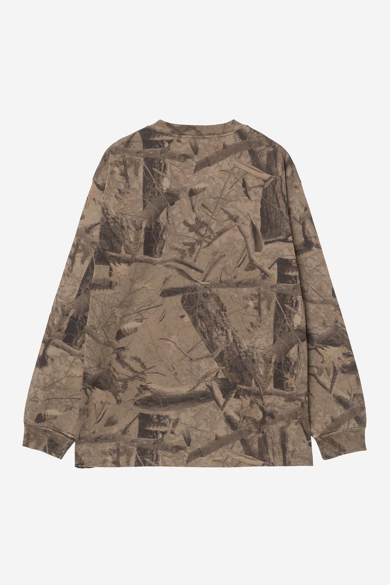Carhartt L/S Feather Tree T-Shirt - Camo Feather Tree, Khaki / Shungite, Garment dyed
