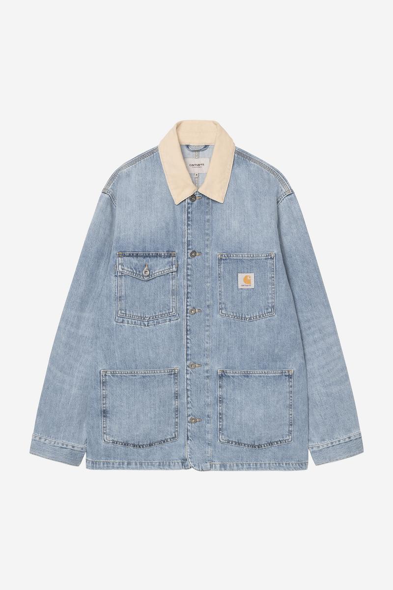Carhartt Warren Chore Coat - Blue / Dusty H Brown, Burst washed