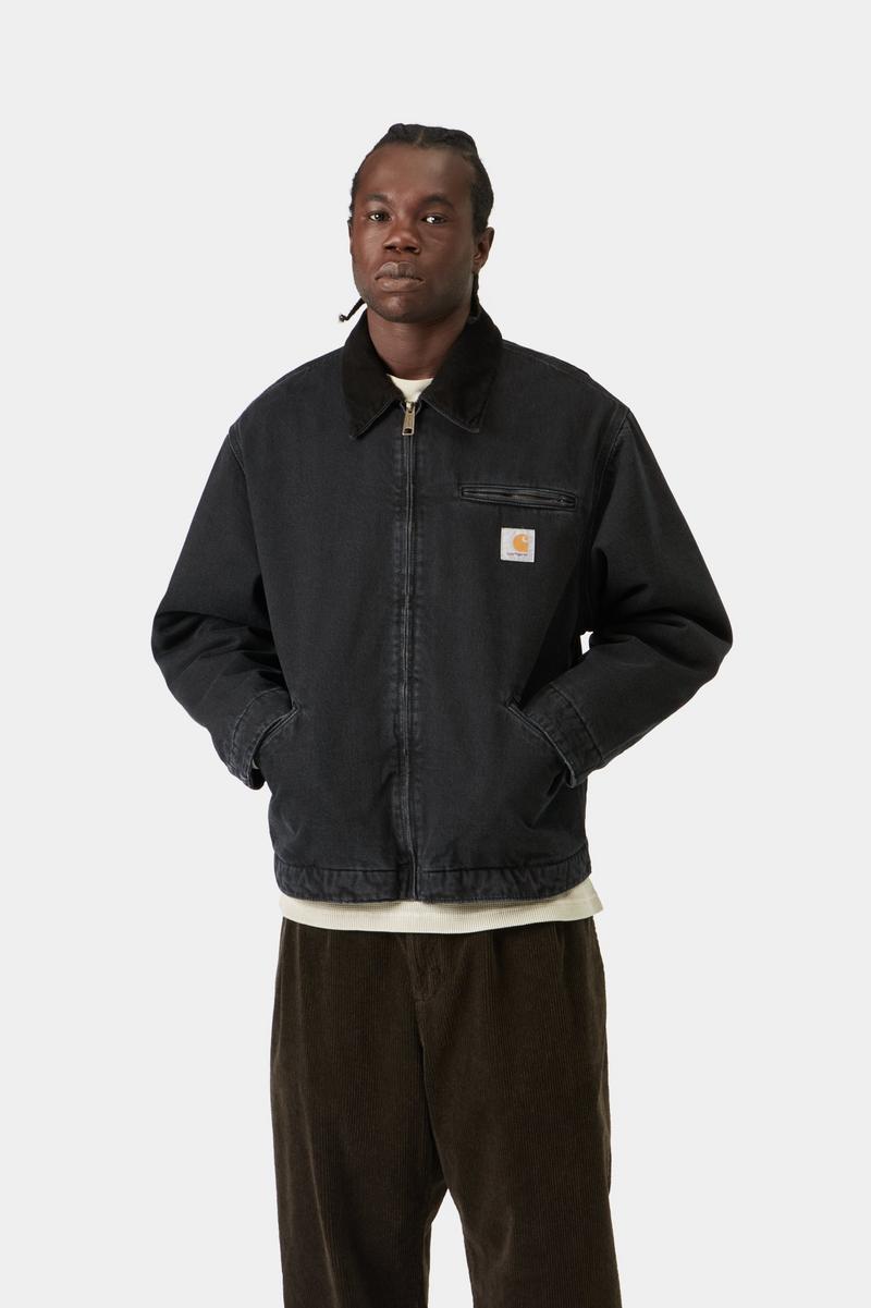 Carhartt OG Detroit Jacket - Black / Black, Stone washed