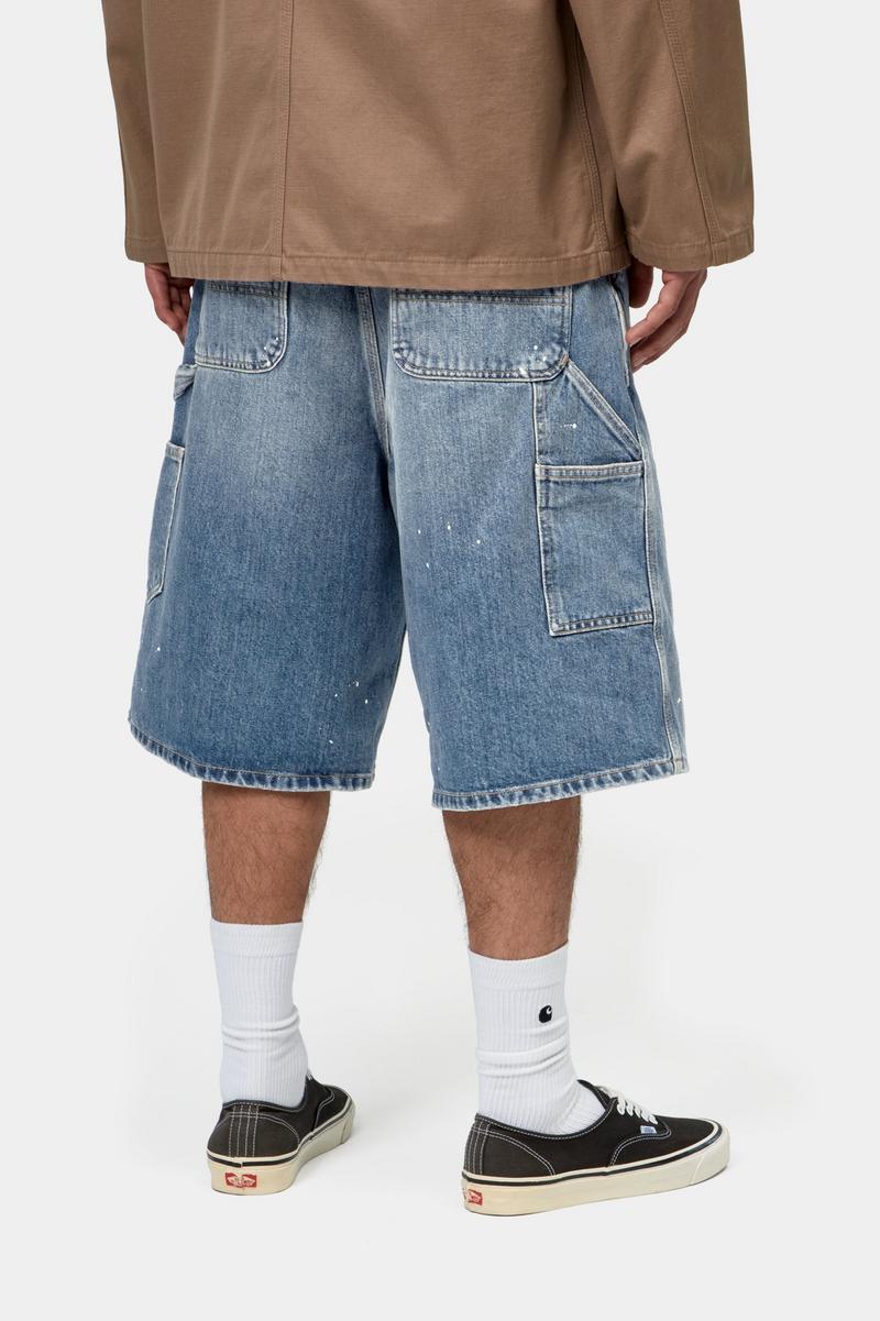 Carhartt OG Single Knee Short - Blue, Destroy wash, splatter