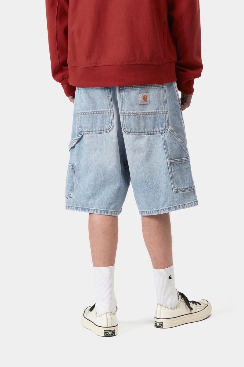 Carhartt Double Knee Short - Blue, Heavy worn bleached
