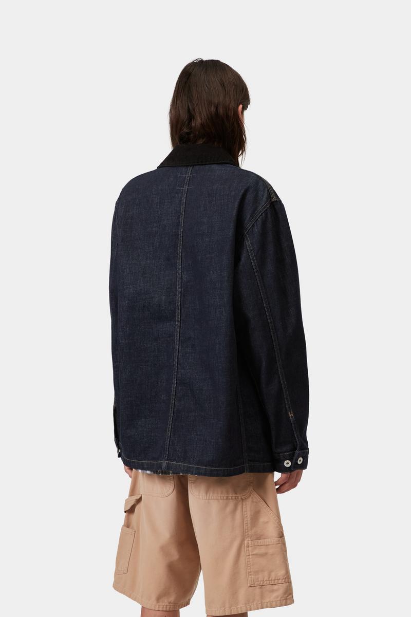 Carhartt Warren Chore Coat - Blue / Black, Rinsed