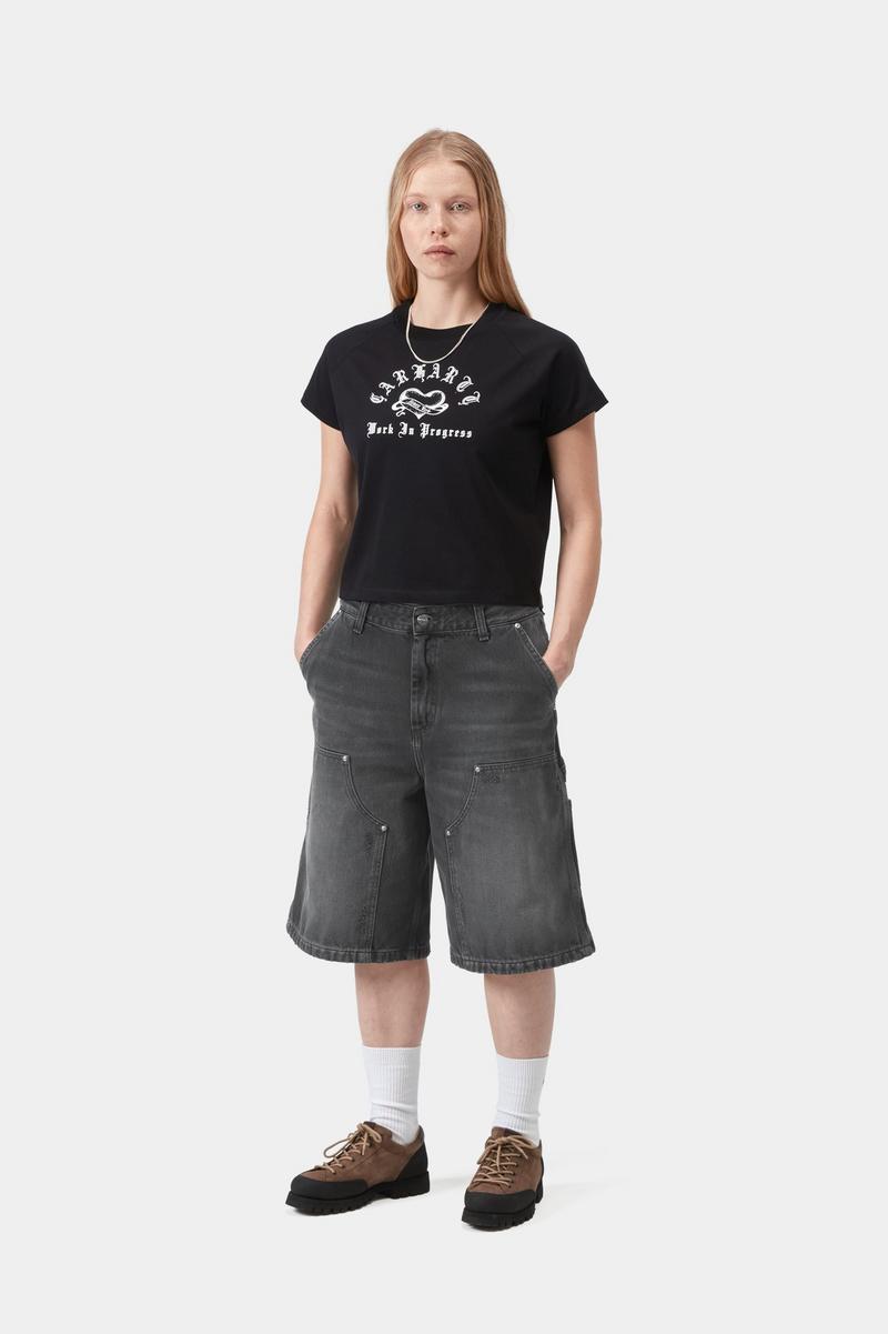 Carhartt Nixon Double Knee Short - Black, Grind wash