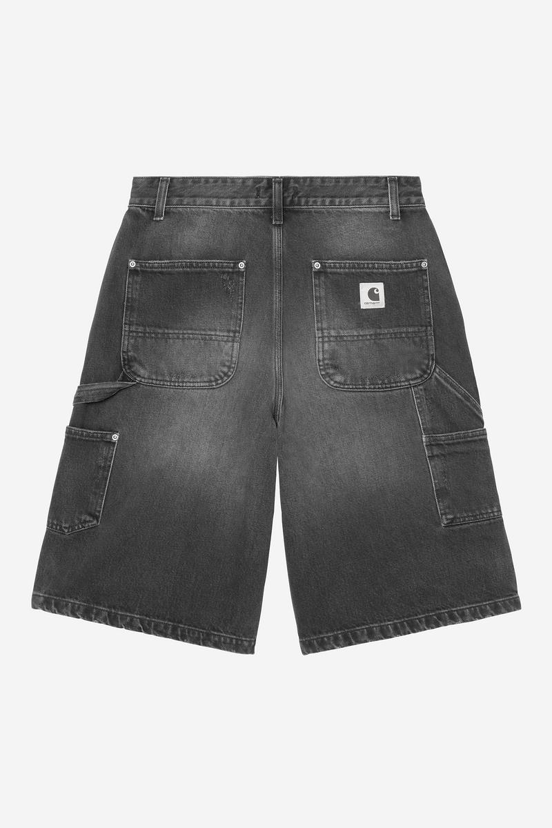 Carhartt Nixon Double Knee Short - Black, Grind wash