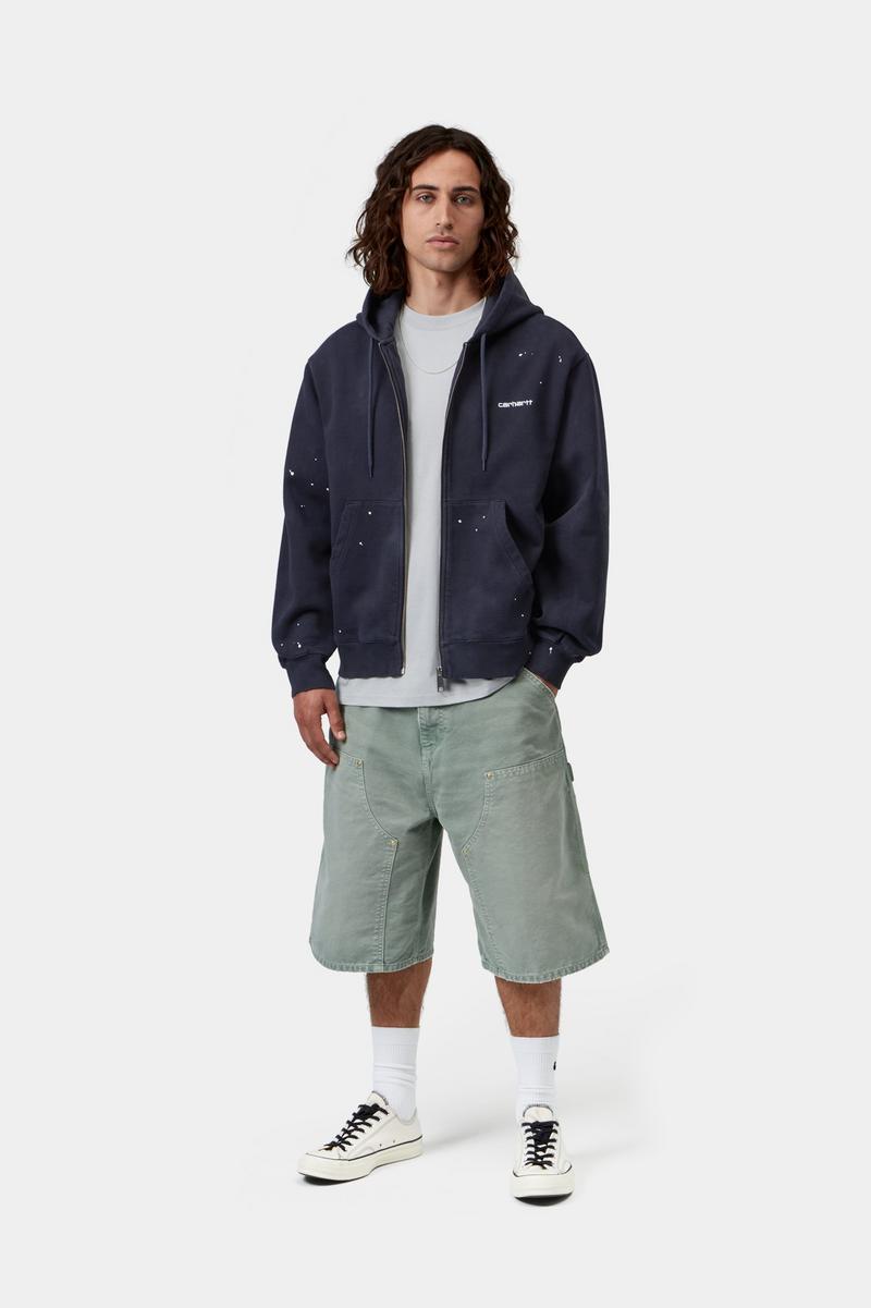 Carhartt Hooded Painter Jacket - Dark Navy, Destroy wash, splatter