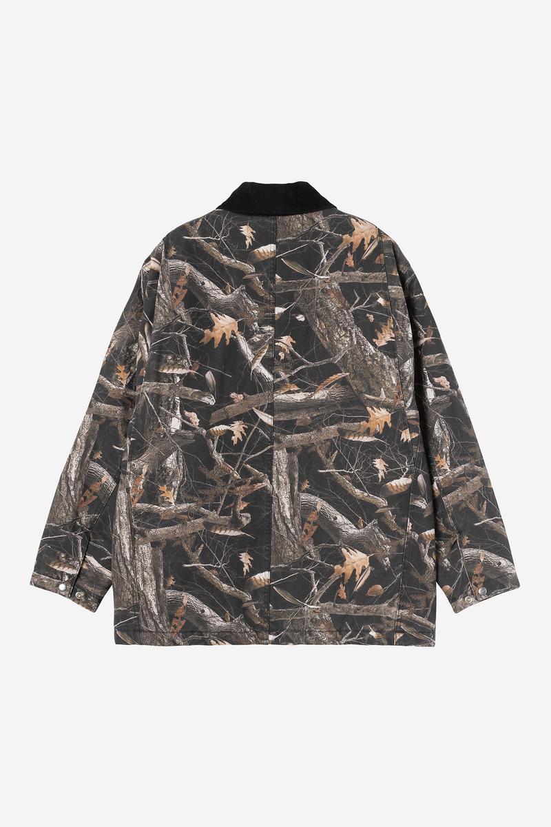 Carhartt Lander Coat - Camo Feather Tree, Black / Black, Stone washed