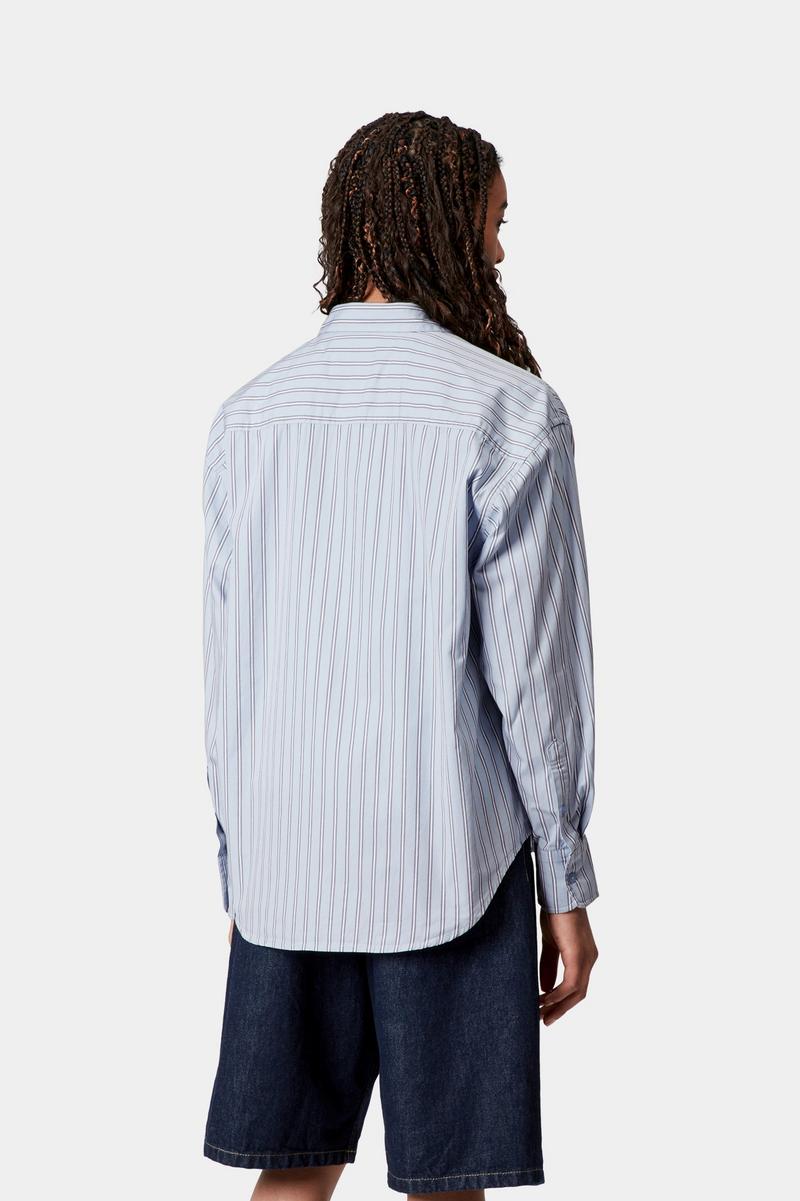 Carhartt L/S Grimsby Shirt - Grimsby Stripe, Blue Fog