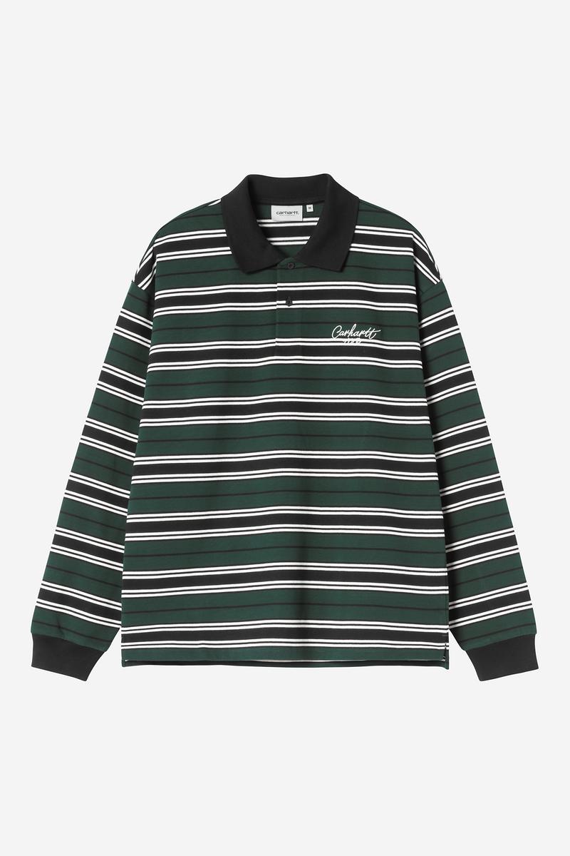 Carhartt L/S Devitt Rugby Shirt - Devitt Stripe, Dark Scarab