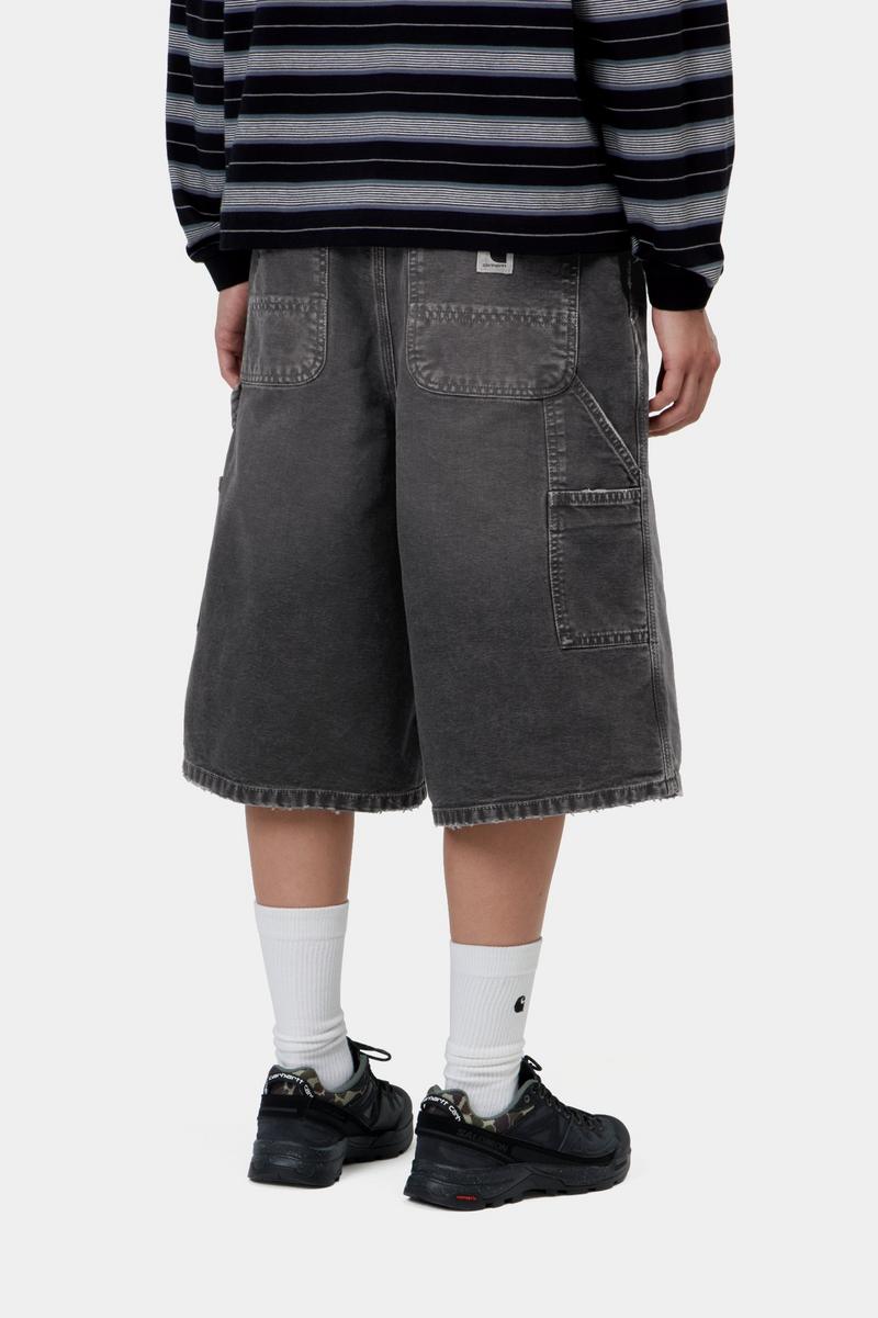 Carhartt Nixon Single Knee Short - Black, Destroy wash