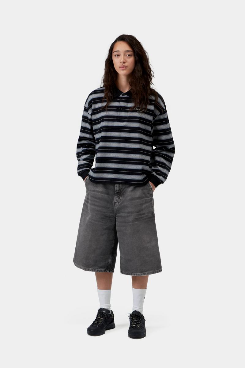 Carhartt Nixon Single Knee Short - Black, Destroy wash