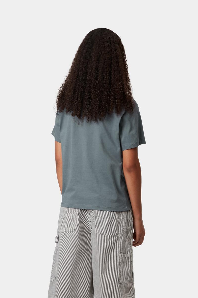 Carhartt S/S Pocket Heart T-Shirt - Cozy Blue / Red