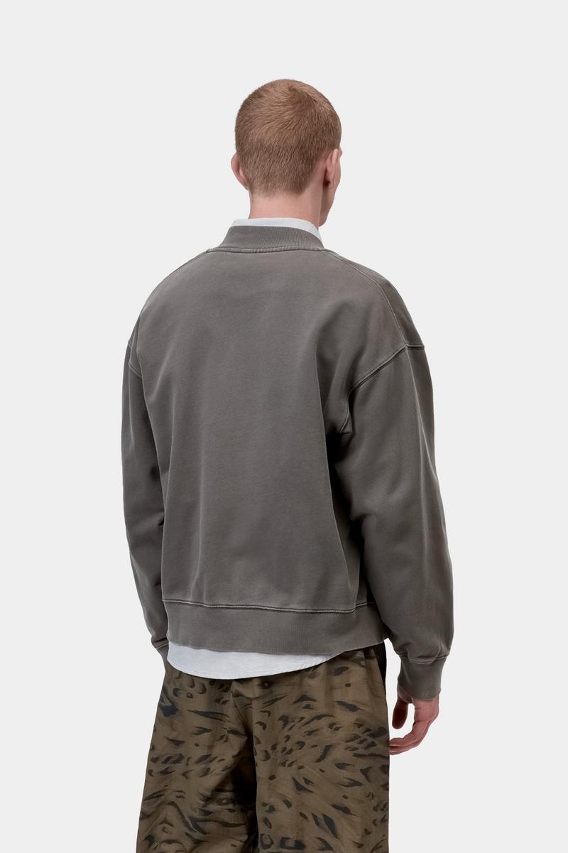 Carhartt Longhand Bomber - Black / White, Garment dyed