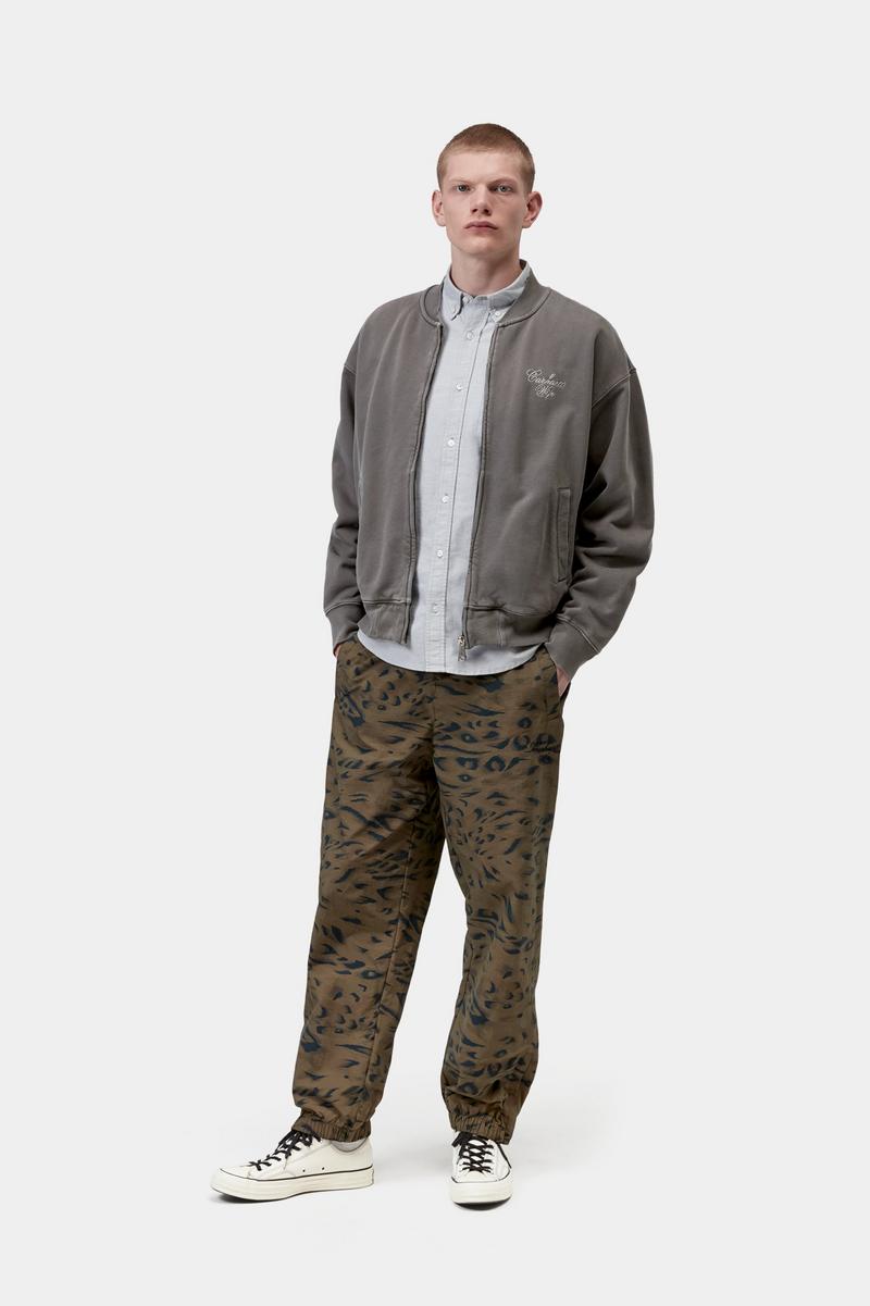 Carhartt Longhand Bomber - Black / White, Garment dyed