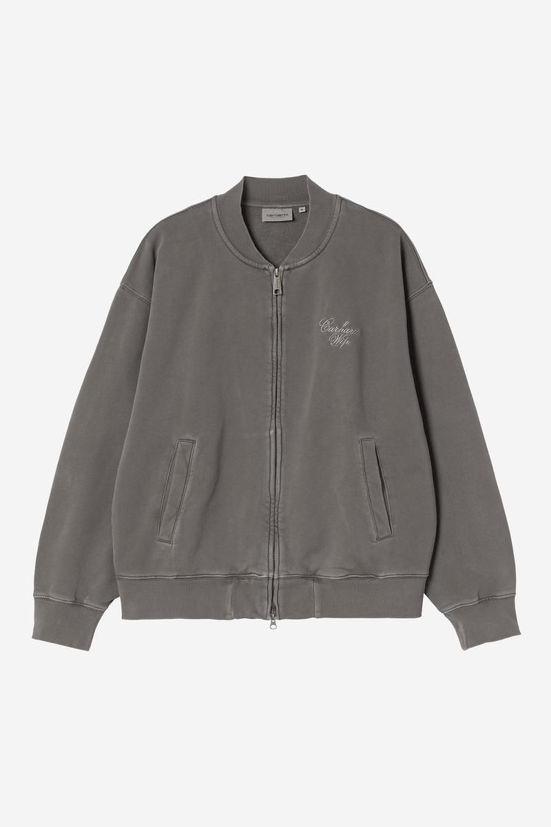Carhartt Longhand Bomber - Black / White, Garment dyed