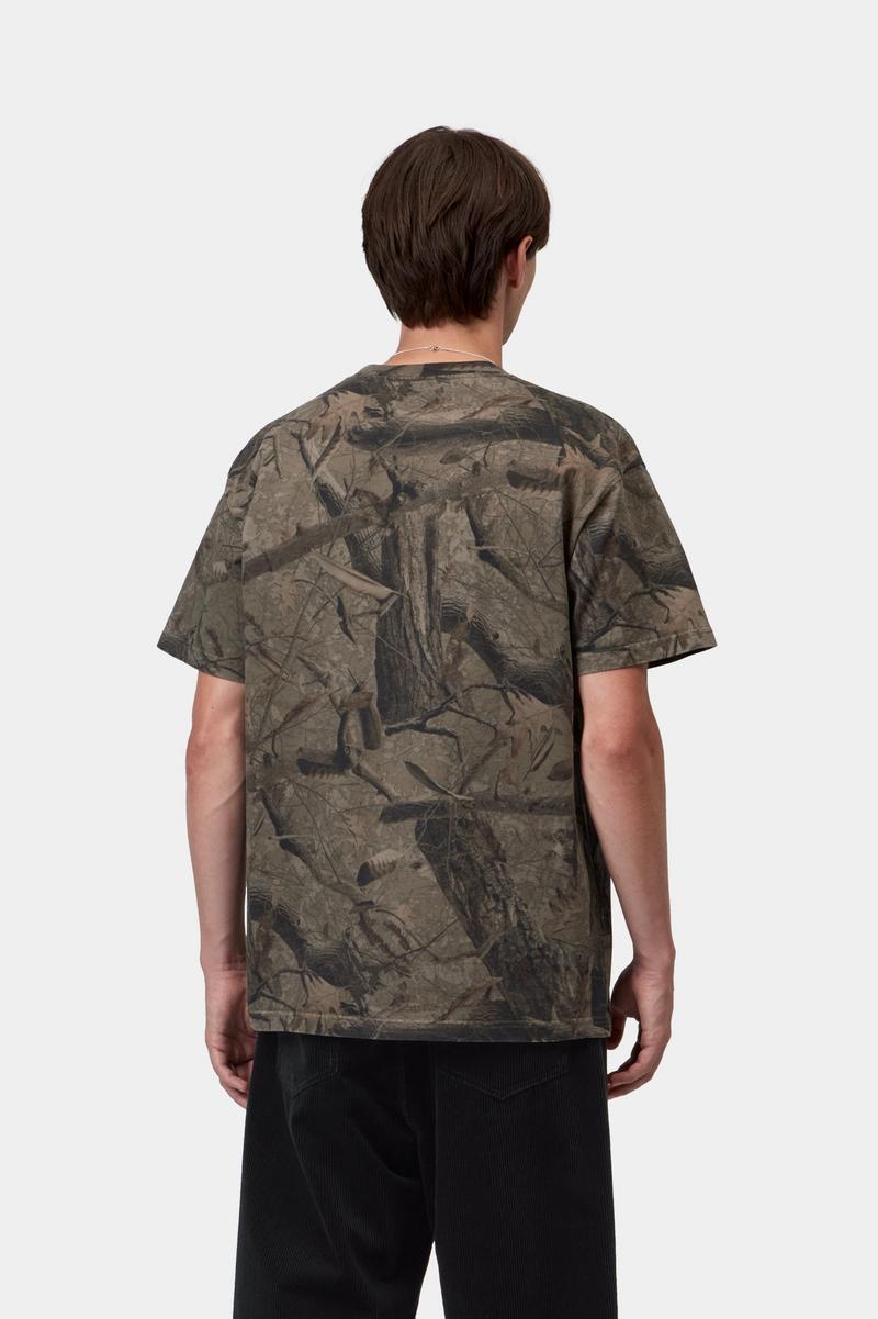 Carhartt S/S Feather Tree T-Shirt - Camo Feather Tree, Khaki / Shungite, Garment dyed