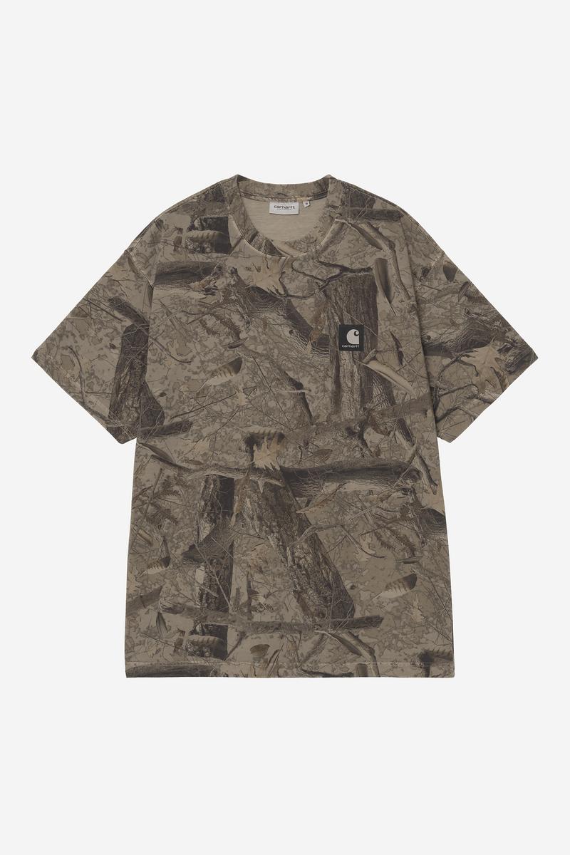 Carhartt S/S Feather Tree T-Shirt - Camo Feather Tree, Khaki / Shungite, Garment dyed