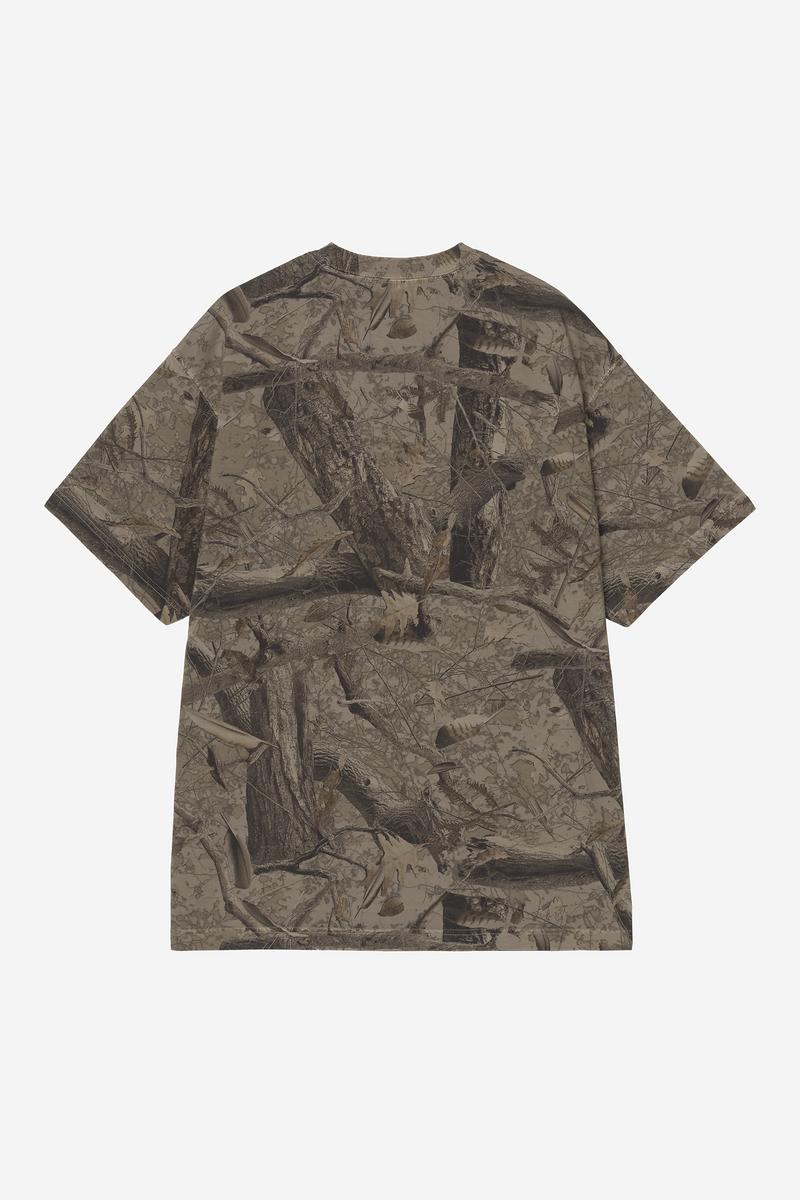 Carhartt S/S Feather Tree T-Shirt - Camo Feather Tree, Khaki / Shungite, Garment dyed