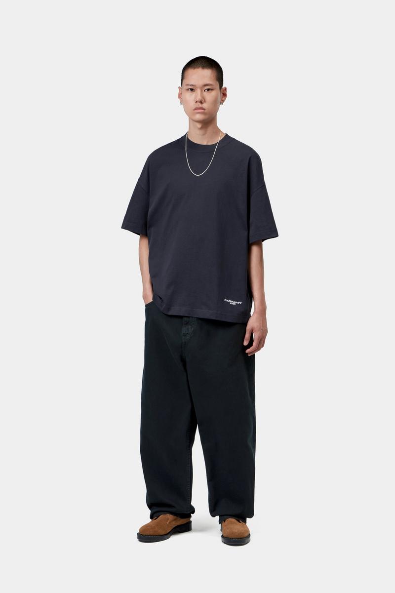 Carhartt S/S Magazine Script T-Shirt - Dark Navy / White